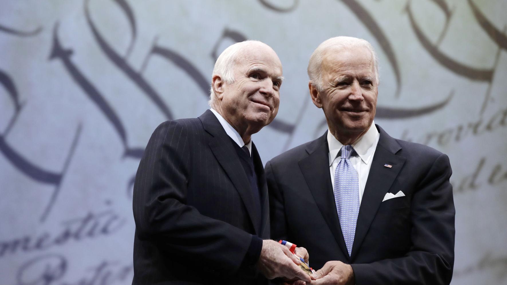 US Sen. John McCain receives Liberty Medal from Joe Biden